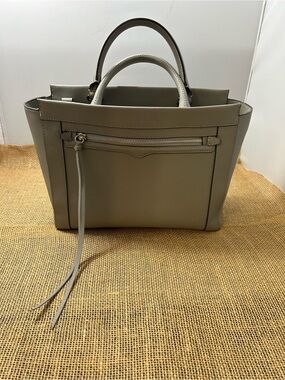 Rebecca Minkoff Saffiano Gray Purse Satchel Crossbody Strap Monroe Shoulder Bag